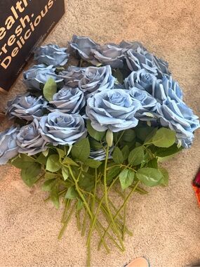 Artificial Blue Rose Bouquet - Home Accents